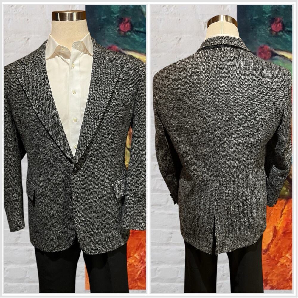 Gray Wool Tweed Herringbone Sport Coat - image 5